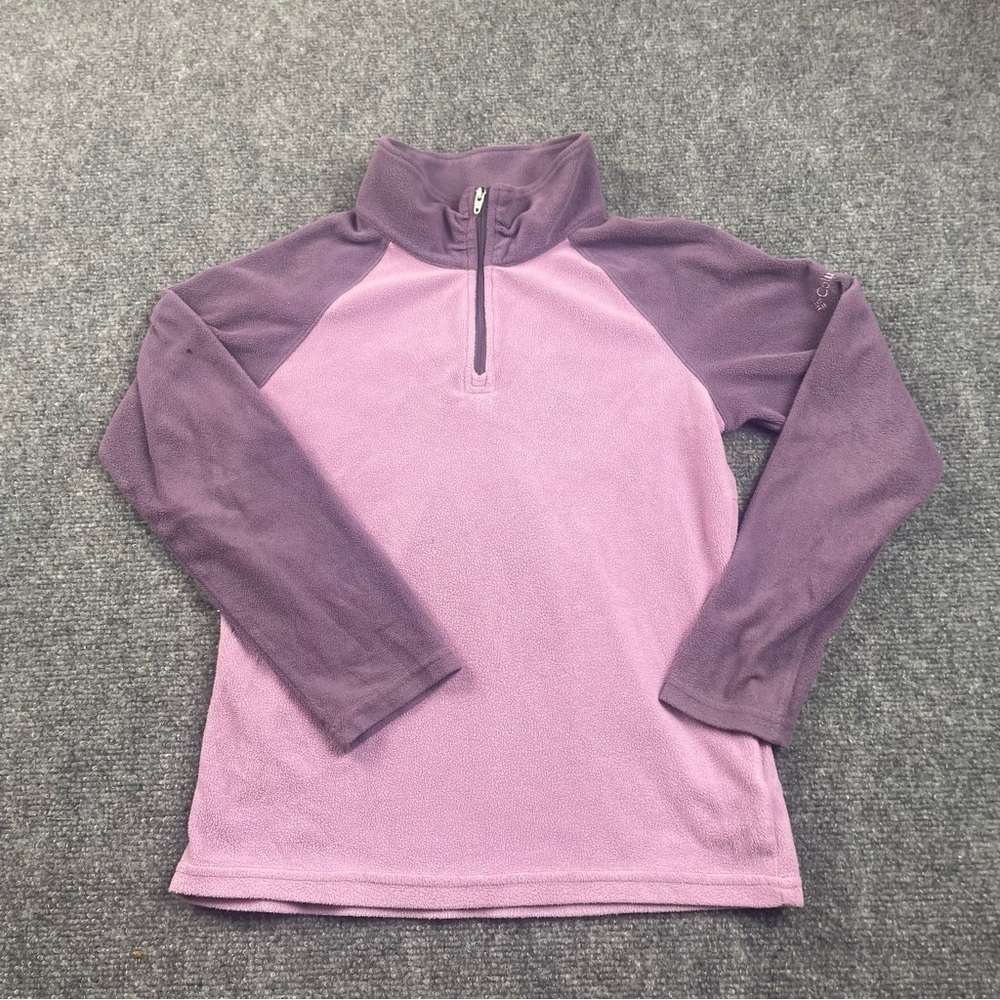 COLUMBIA Girls 1/4 Zip Purple Pullover fleece jacket size: Medium 10/12